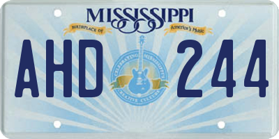 MS license plate AHD244
