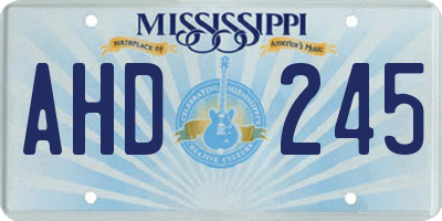 MS license plate AHD245