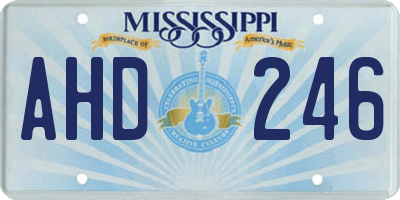 MS license plate AHD246