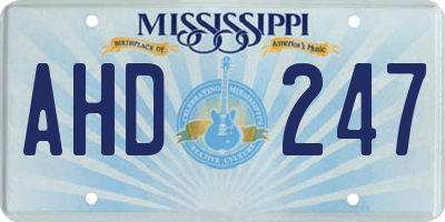 MS license plate AHD247