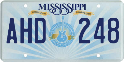 MS license plate AHD248