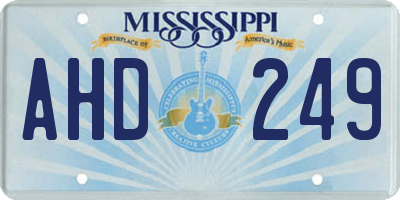 MS license plate AHD249