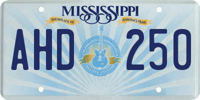 MS license plate AHD250