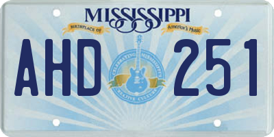 MS license plate AHD251