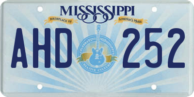 MS license plate AHD252