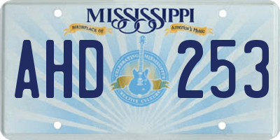 MS license plate AHD253