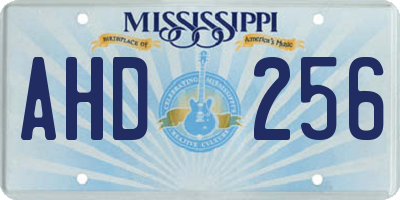 MS license plate AHD256