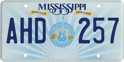 MS license plate AHD257