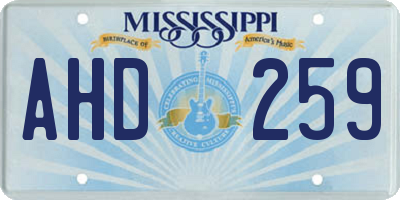 MS license plate AHD259
