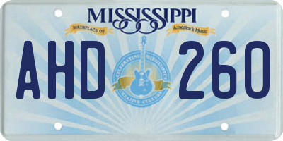 MS license plate AHD260