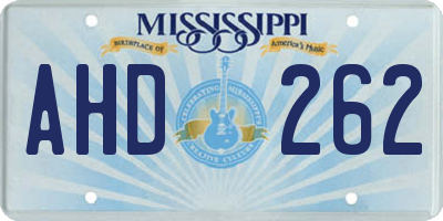 MS license plate AHD262