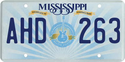 MS license plate AHD263