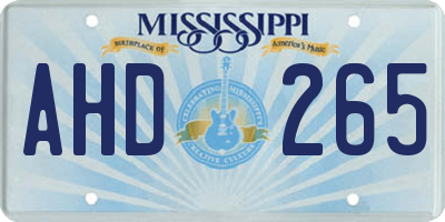 MS license plate AHD265