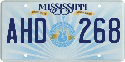 MS license plate AHD268