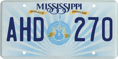 MS license plate AHD270