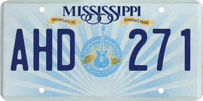 MS license plate AHD271