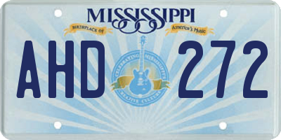 MS license plate AHD272