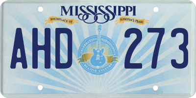 MS license plate AHD273