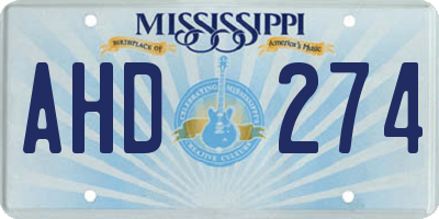 MS license plate AHD274