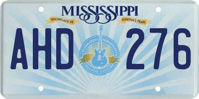 MS license plate AHD276