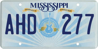 MS license plate AHD277