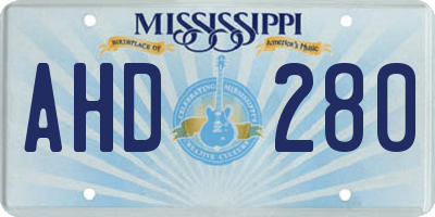 MS license plate AHD280