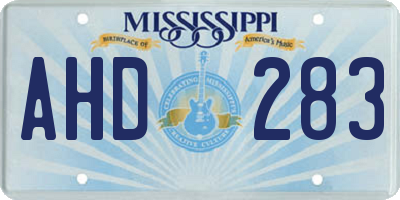 MS license plate AHD283
