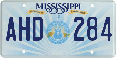 MS license plate AHD284
