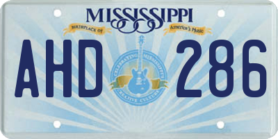 MS license plate AHD286