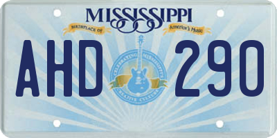 MS license plate AHD290