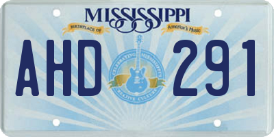 MS license plate AHD291