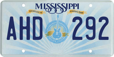 MS license plate AHD292