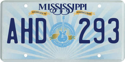 MS license plate AHD293
