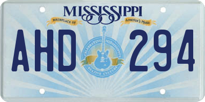 MS license plate AHD294