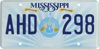 MS license plate AHD298