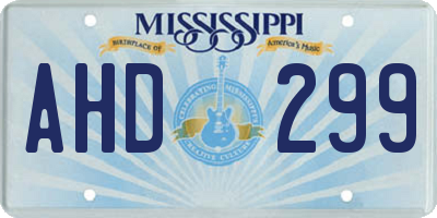 MS license plate AHD299