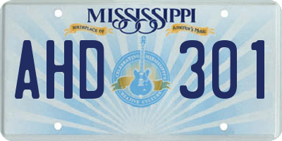 MS license plate AHD301