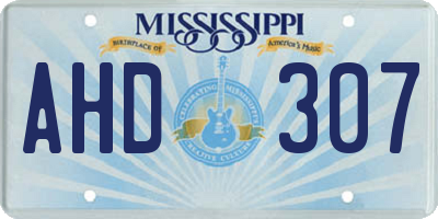 MS license plate AHD307