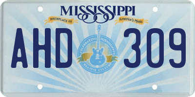 MS license plate AHD309