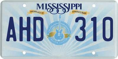 MS license plate AHD310