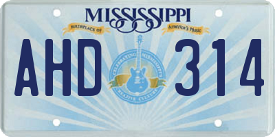 MS license plate AHD314