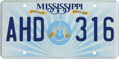 MS license plate AHD316