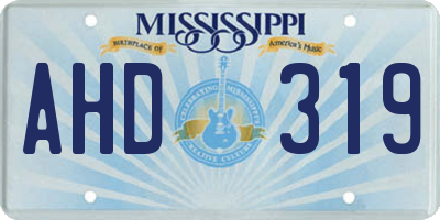 MS license plate AHD319