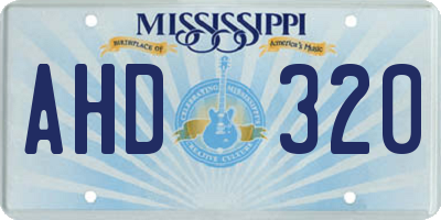 MS license plate AHD320