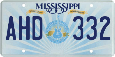 MS license plate AHD332