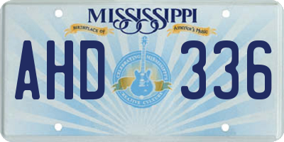 MS license plate AHD336