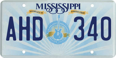 MS license plate AHD340