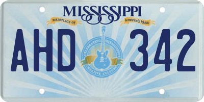MS license plate AHD342