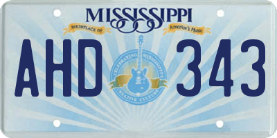 MS license plate AHD343