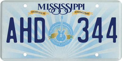 MS license plate AHD344
